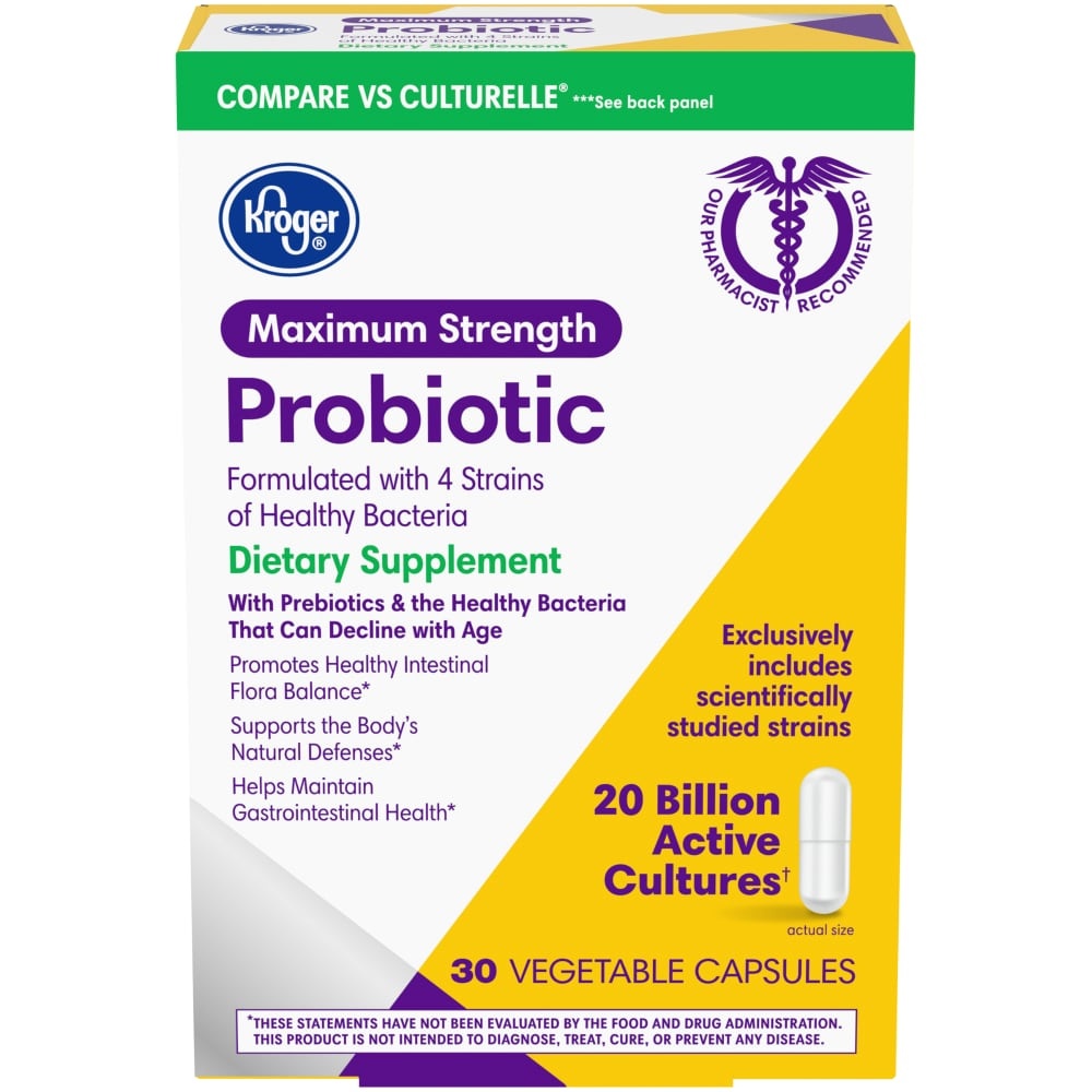 slide 1 of 1, Kroger Maximum Strength Probioticcapsule, 30 ct