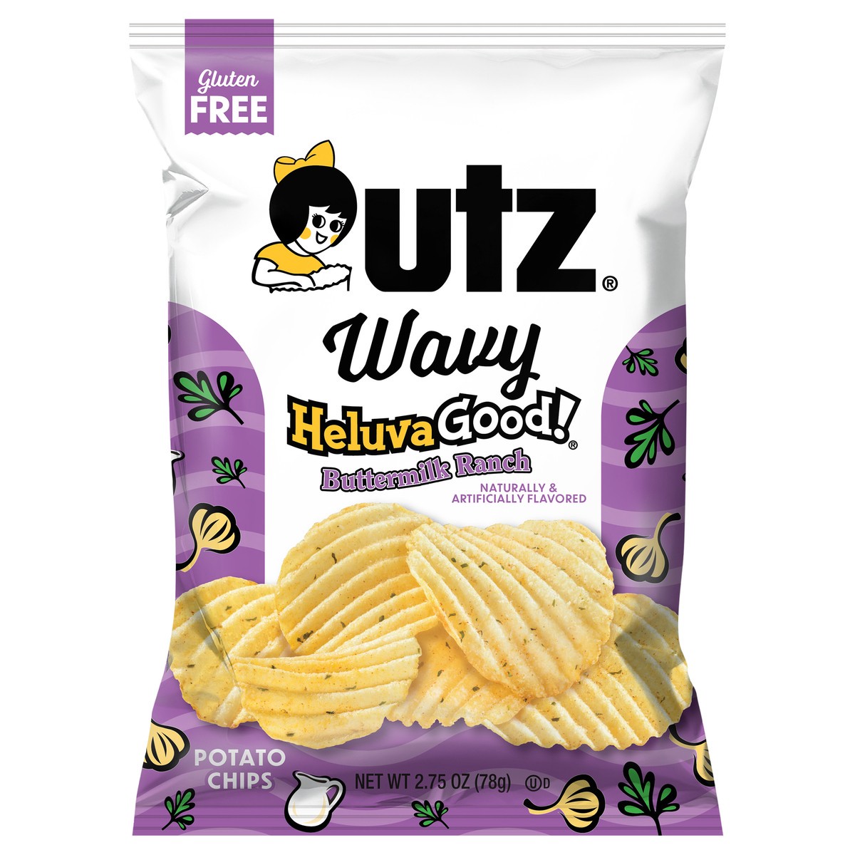 slide 1 of 7, Utz 2.75 oz Utz Heluva Good! Buttermilk Ranch Wavy Potato Chips, 2.75 oz