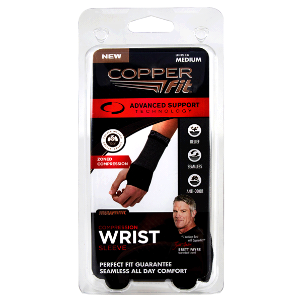 slide 1 of 1, Copper Fit Advanced Wrist Compression Sleeve, Medium, 1 ct