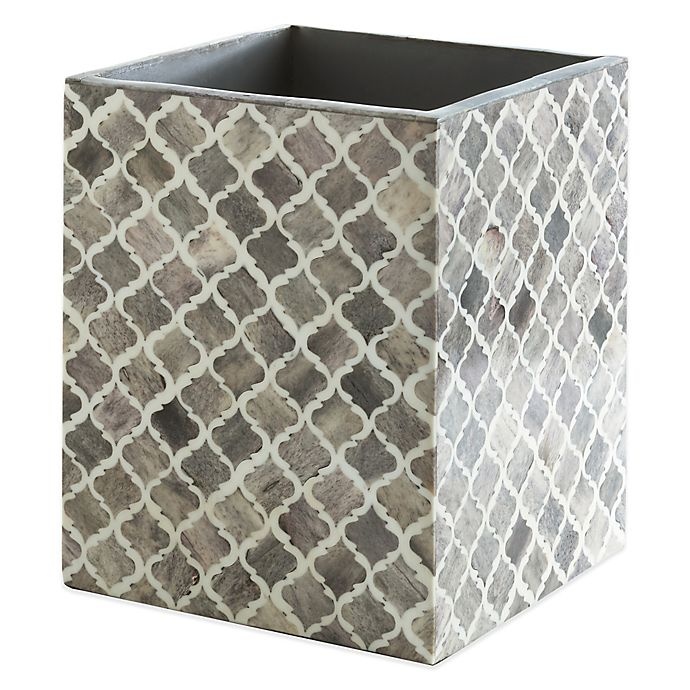 slide 1 of 1, Kassatex Marrakesh Real Bone Wastebasket - Grey, 1 ct