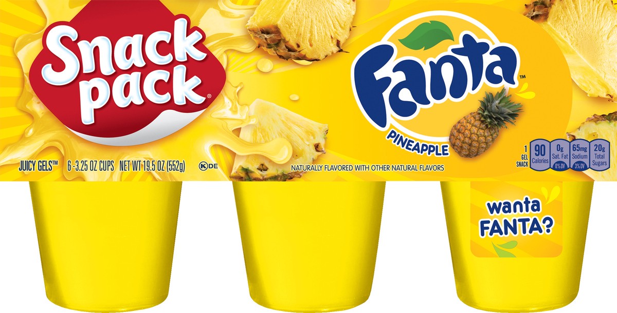 slide 1 of 5, Snack Pack Fanta Pineapple Juicy Gels 6 ea, 6 ct