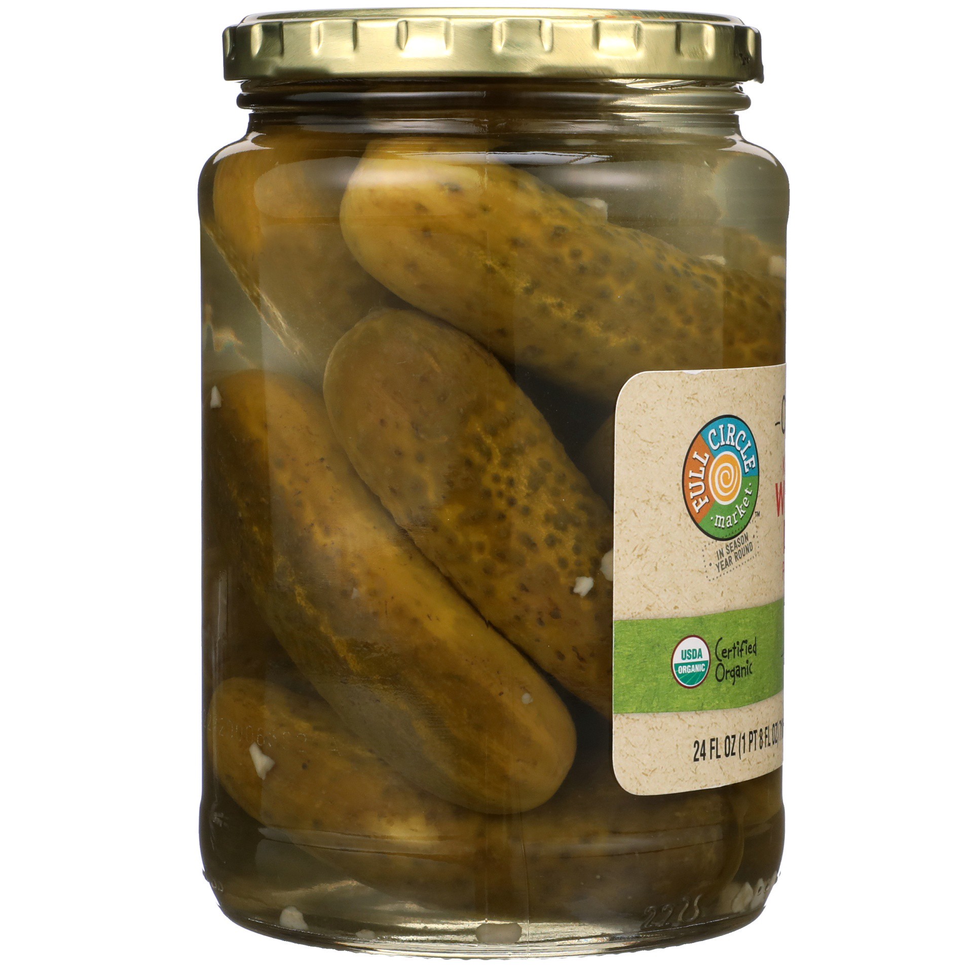 slide 3 of 6, Full Circle Market Organic Whole Dill Classic Kosher Pickles, 24 fl oz