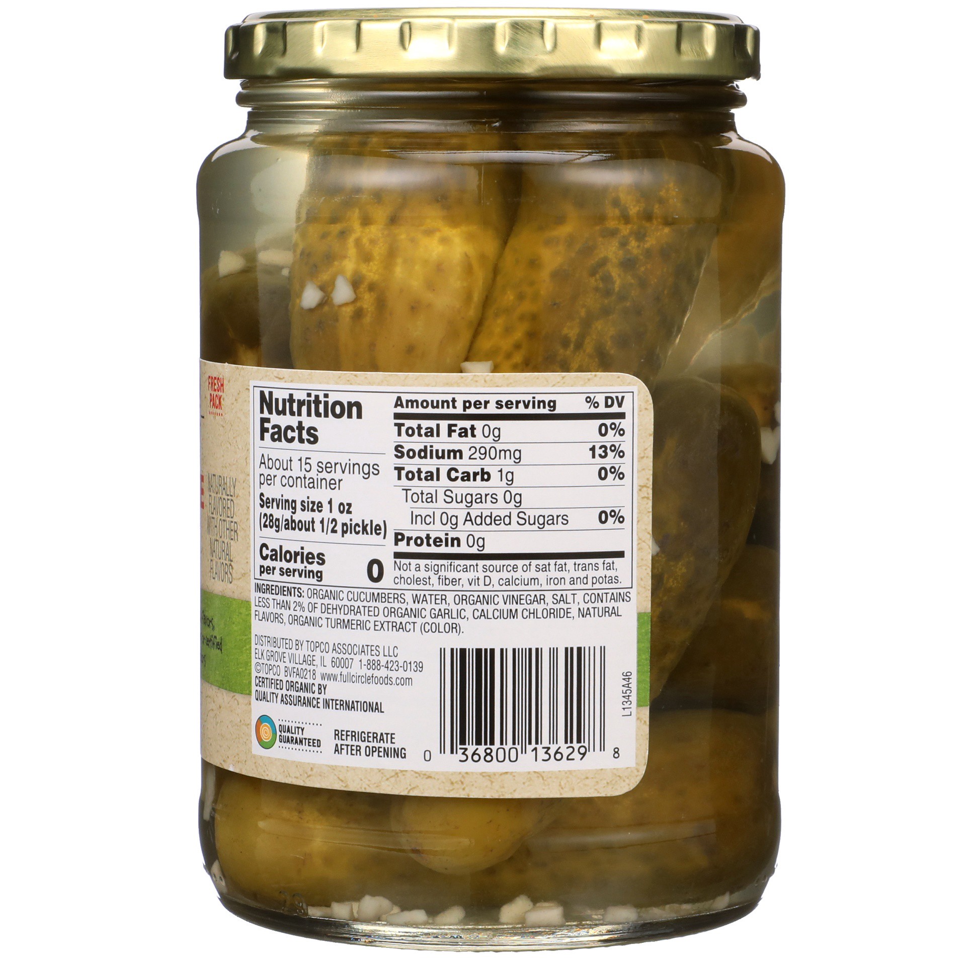 slide 6 of 6, Full Circle Market Organic Whole Dill Classic Kosher Pickles, 24 fl oz