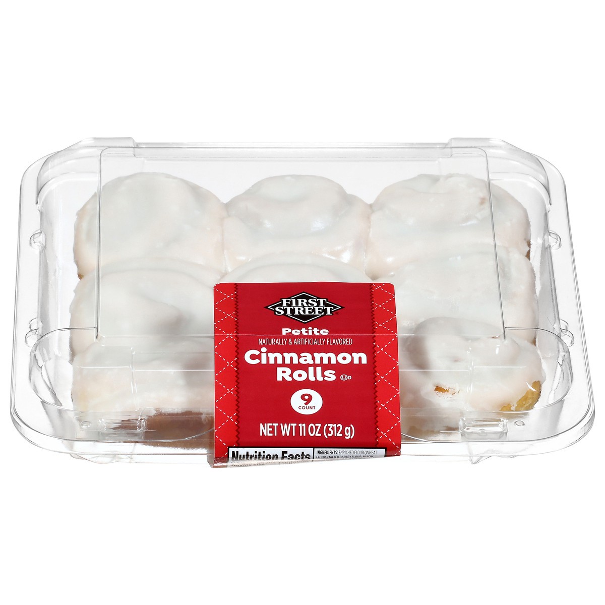 slide 1 of 14, First Street Petite Cinnamon Rolls 9ct, 11 oz