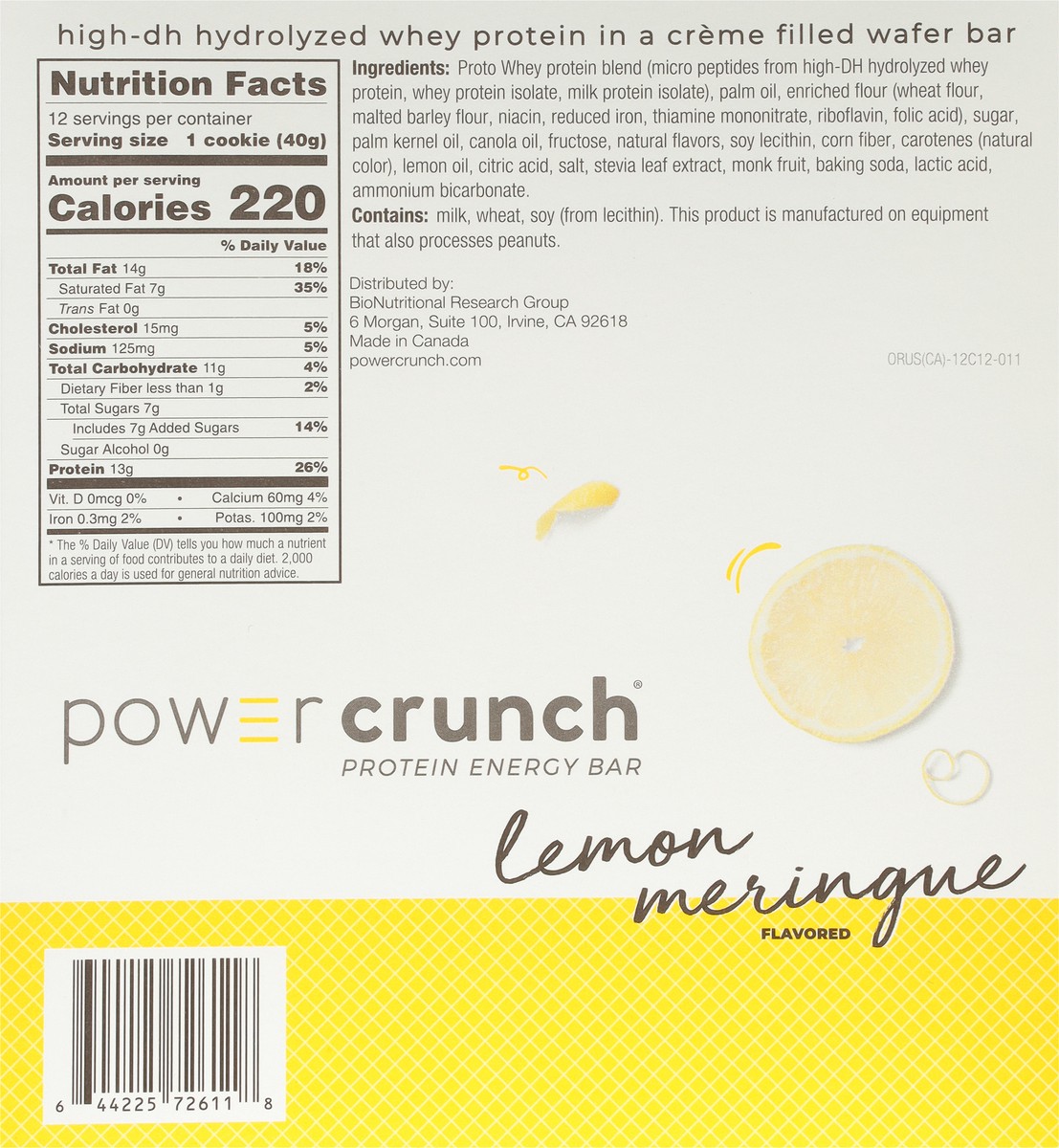 slide 3 of 12, Power Crunch Lemon Meringue Flavored Protein Energy Bar 12 - 1.4 oz Bars, 12 ct