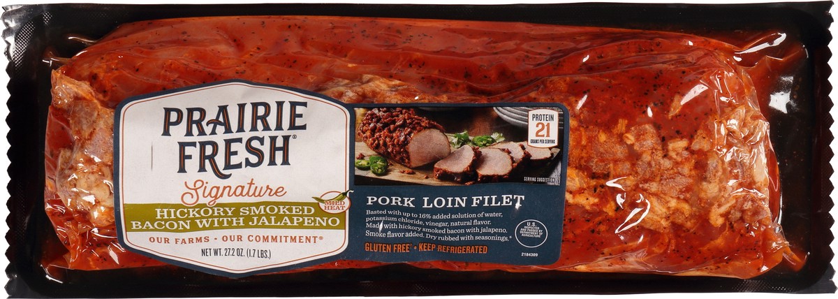 slide 8 of 13, Prairie Fresh Signature Pork Loin Filet with Hickory Smoked Bacon and Jalapeño, 27.2 oz