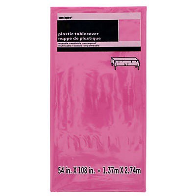 slide 1 of 1, Unique Industries Hot Pink Plastic Tablecover, 1 ct