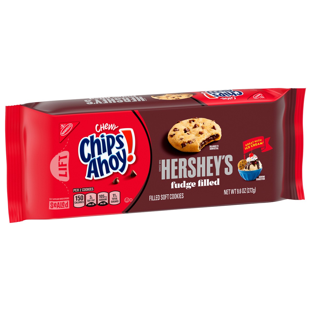 slide 9 of 9, CHIPS AHOY! Chewy Hershey's Fudge Filled Soft Cookies, 9.6 oz, 9.6 oz