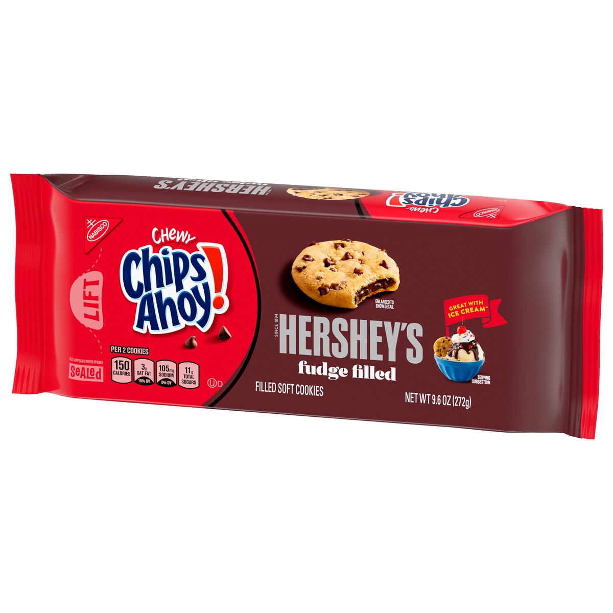 slide 6 of 9, CHIPS AHOY! Chewy Hershey's Fudge Filled Soft Cookies, 9.6 oz, 9.6 oz