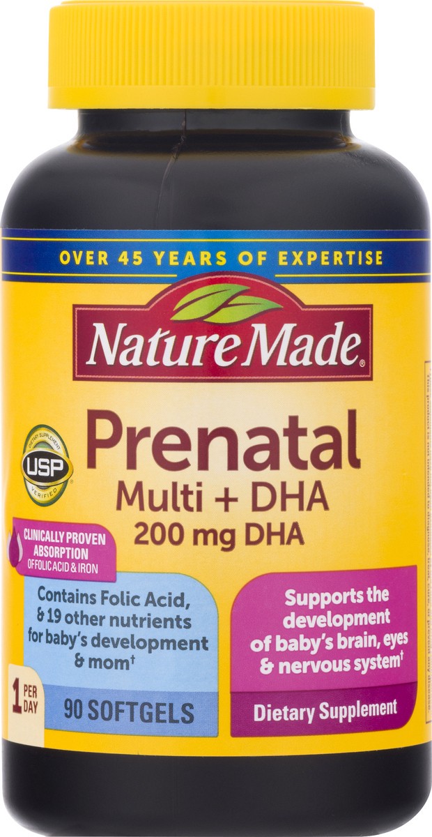 slide 3 of 9, Nature Made Prenatal Multivitamin with DHA, Multivitamin to Support Baby Development and Mom, 90 Day Supply, 90 ct