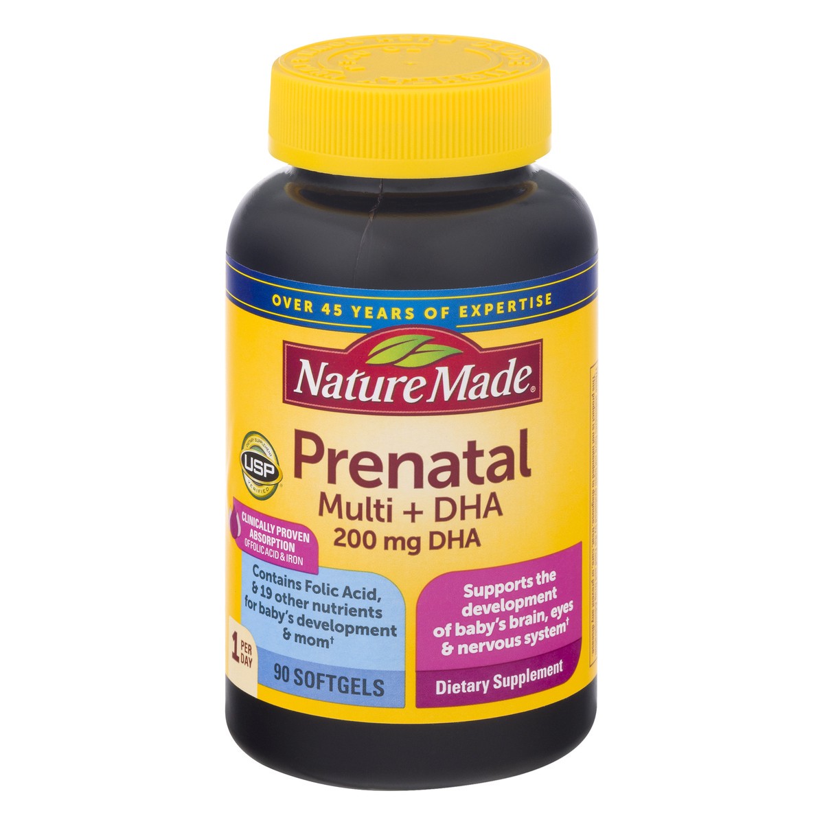 slide 1 of 9, Nature Made Prenatal Multivitamin with DHA, Multivitamin to Support Baby Development and Mom, 90 Day Supply, 90 ct