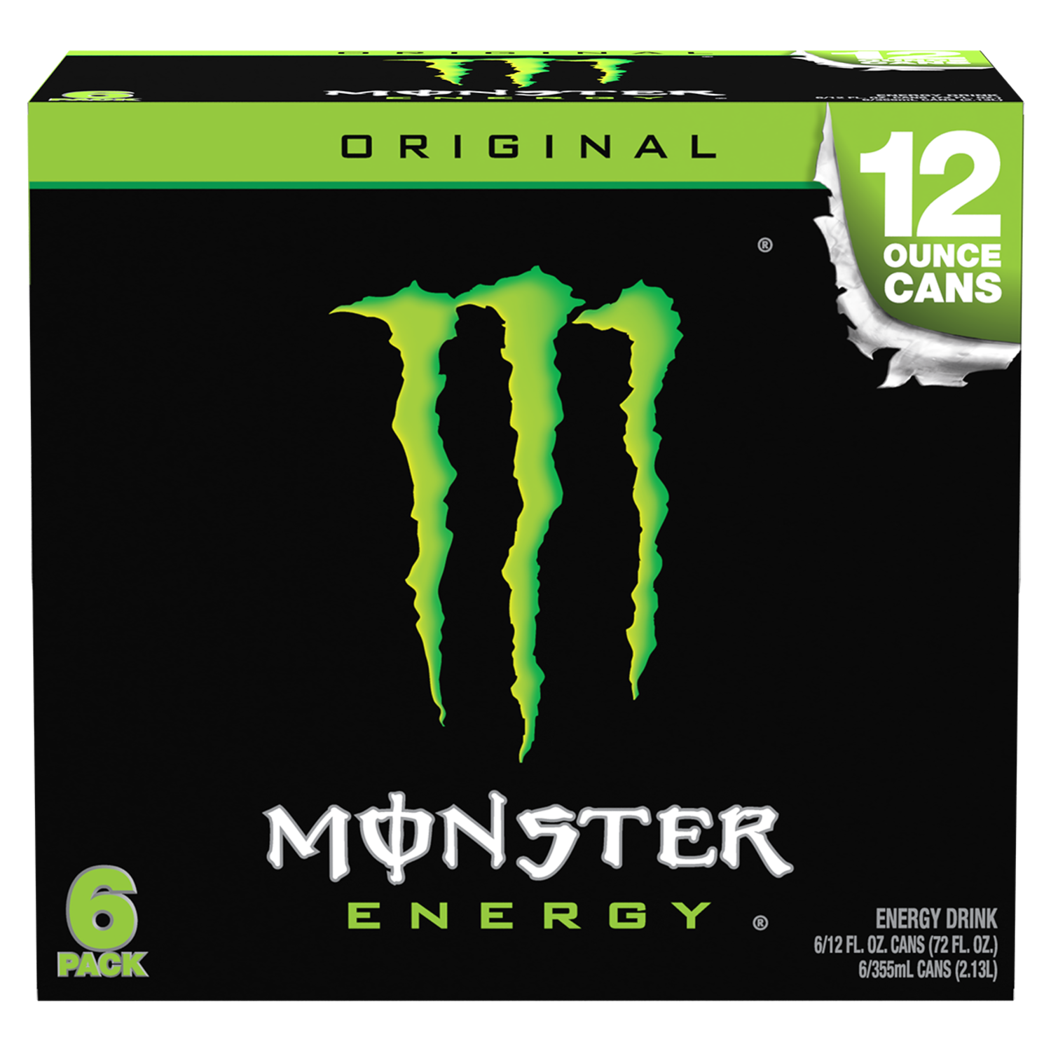 slide 3 of 5, Monster Energy Original Energy Drink 6 - 12 fl oz Cans, 6 ct; 12 oz