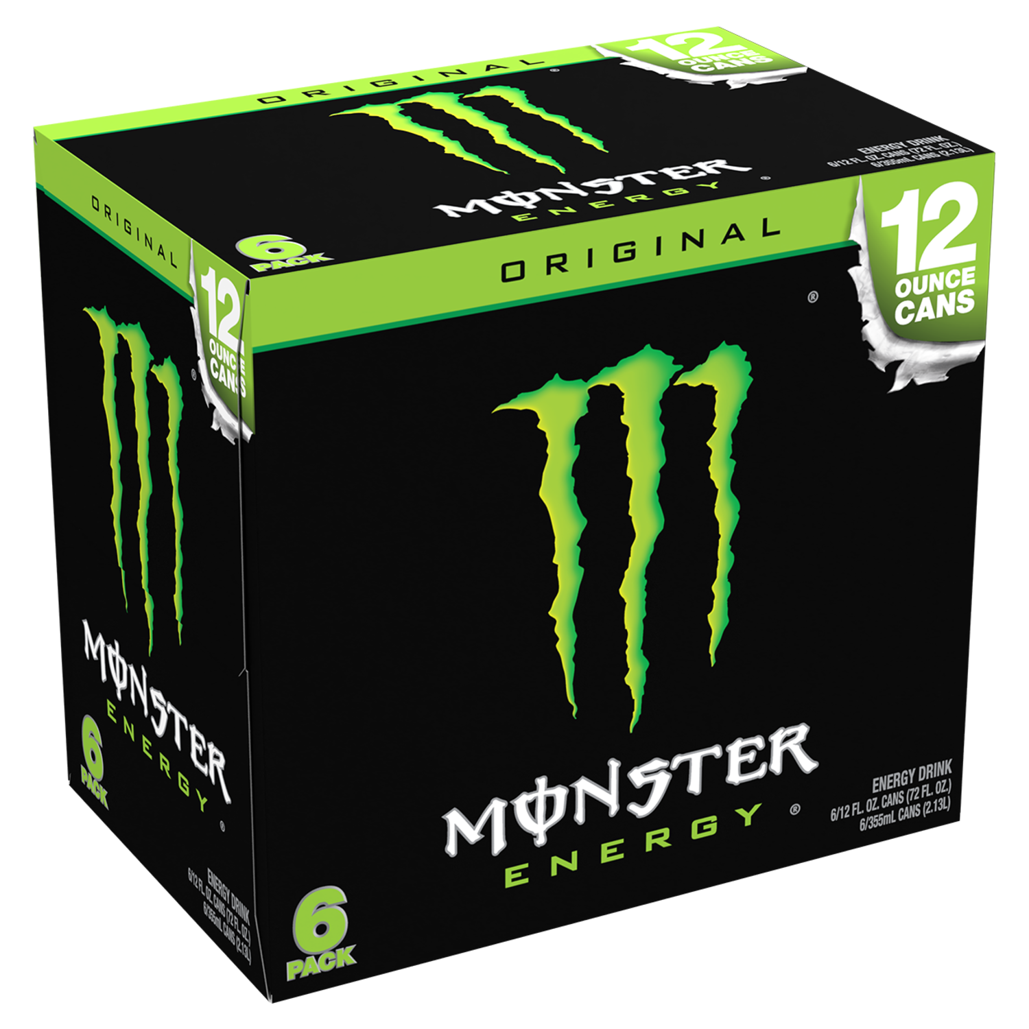 slide 5 of 5, Monster Energy Original Energy Drink 6 - 12 fl oz Cans, 6 ct; 12 oz