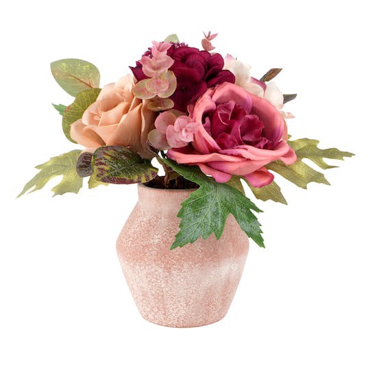 slide 1 of 2, 10" Mixed Rose Arrangement In Pink Pot By Ashland, 9 in x 9 in x 10 in