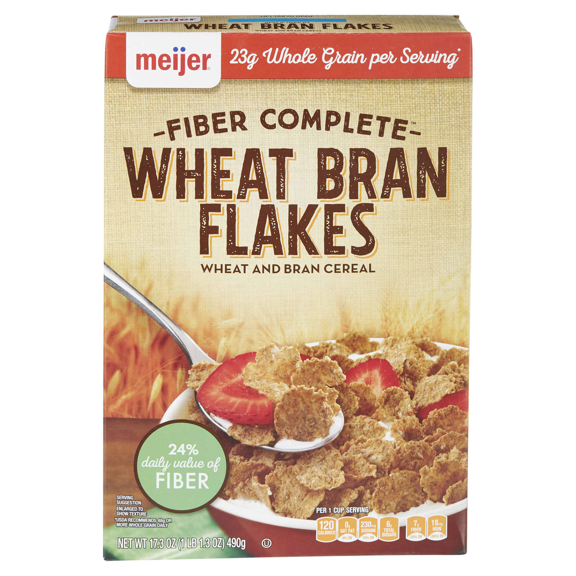 slide 1 of 5, Meijer Fiber Complete Wheat Bran Flakes, 17.3 oz