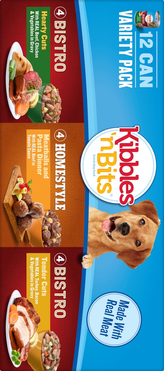 slide 4 of 5, Kibbles 'n Bits Chef's Choice Beef, Meatballs & Turkey Wet Dog Food Variety Pack, 158.4 oz