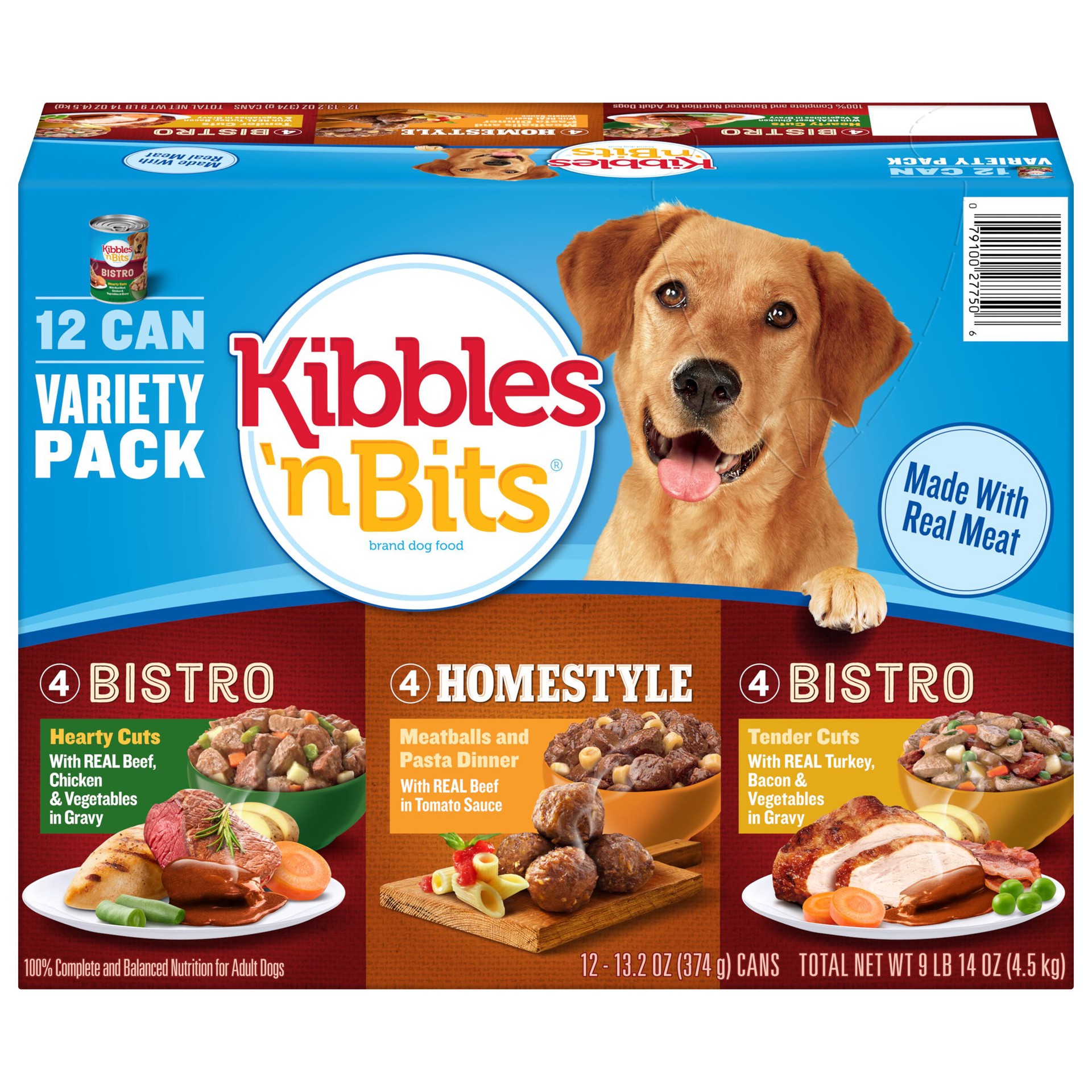 slide 1 of 5, Kibbles 'n Bits Chef's Choice Beef, Meatballs & Turkey Wet Dog Food Variety Pack, 158.4 oz