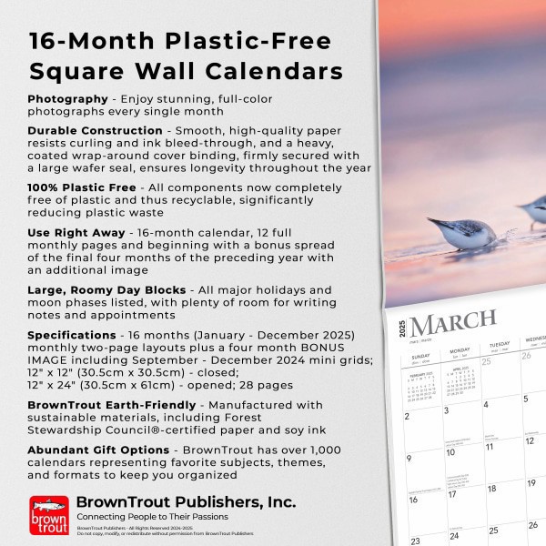 slide 6 of 8, 2025 Browntrout Inspirational Monthly Plastic-Free Square Wall Calendar, 12"" X 12"", Simplicity, January 2025 To December 2025, 1 ct