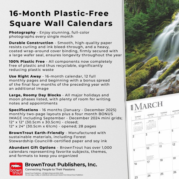 slide 5 of 8, 2025 Browntrout Inspirational Monthly Plastic-Free Square Wall Calendar, 12"" X 12"", Psalms, January 2025 To December 2025, 1 ct