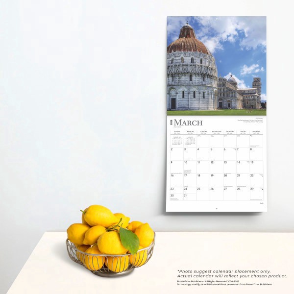 slide 2 of 8, 2025 Browntrout Travel And Scenic Monthly Plastic-Free Square Wall Calendar, 12"" X 12"", Italy, January 2025 To December 2025, 1 ct