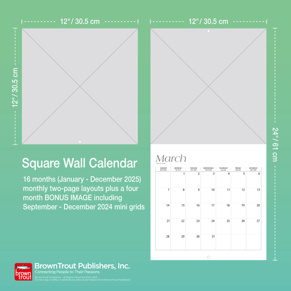 slide 6 of 8, 2025 Browntrout Travel And Scenic Monthly Plastic-Free Square Wall Calendar, 12"" X 12"", Italy, January 2025 To December 2025, 1 ct