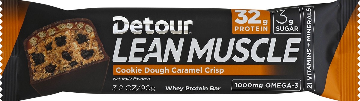 slide 4 of 5, Detour Lean Muscle Cookie Dough Caramel Crisp 32g Protein Bar , 3 oz