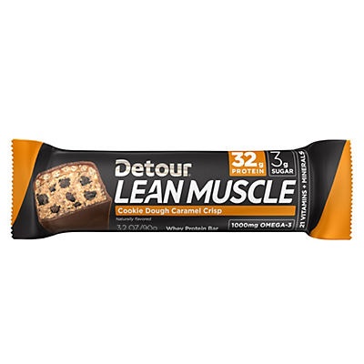 slide 1 of 5, Detour Lean Muscle Cookie Dough Caramel Crisp 32g Protein Bar , 3 oz