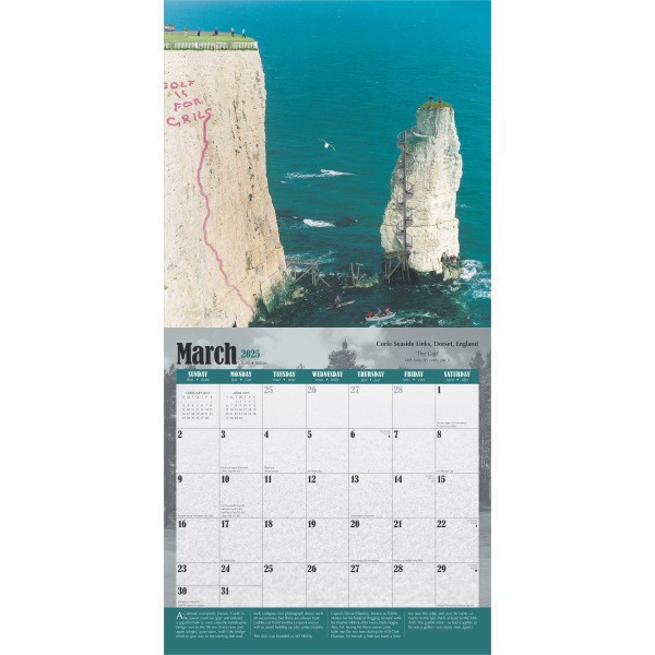 slide 5 of 7, 2025 Browntrout Fun And Humor Monthly Plastic-Free Square Wall Calendar, 12"" X 12"", World’S Toughest Golf Holes, January 2025 To December 2025, 1 ct