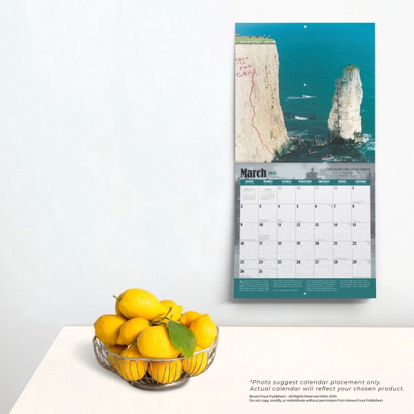 slide 2 of 7, 2025 Browntrout Fun And Humor Monthly Plastic-Free Square Wall Calendar, 12"" X 12"", World’S Toughest Golf Holes, January 2025 To December 2025, 1 ct