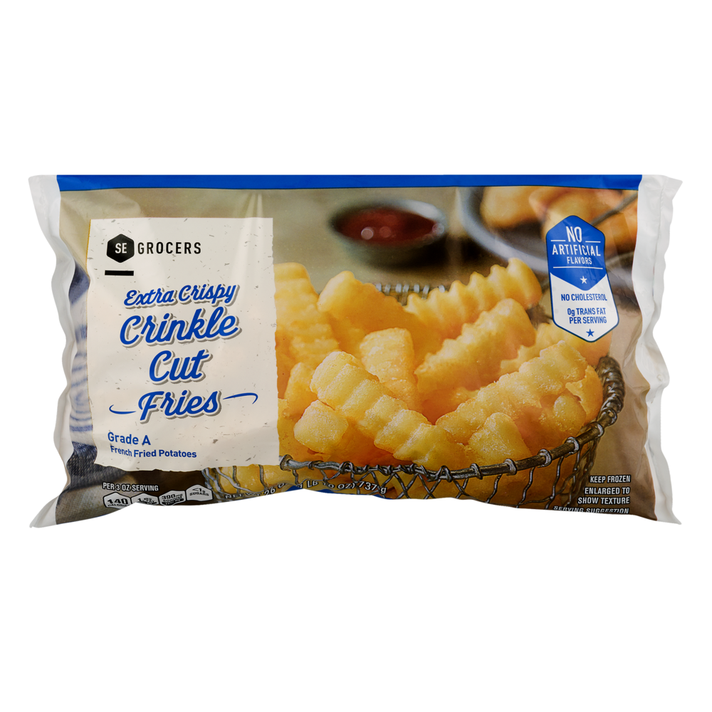 slide 1 of 1, SE Grocers Crinkle Cut Fries Extra Crispy, 26 oz