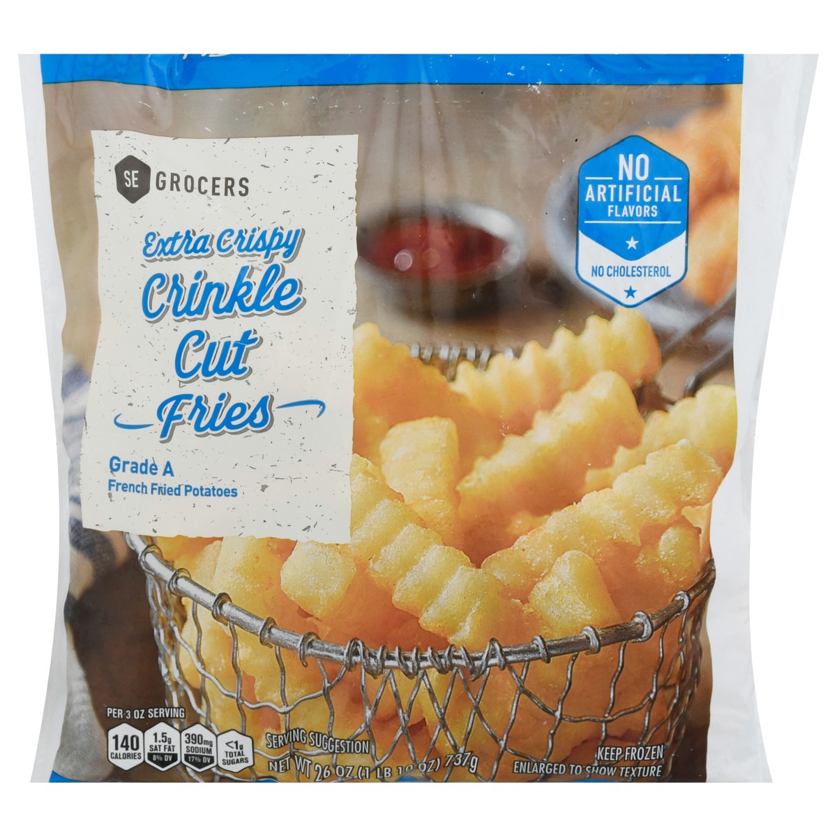 slide 1 of 13, SE Grocers Crinkle Cut Fries Extra Crispy, 26 oz