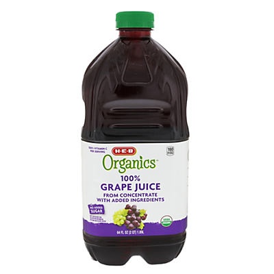slide 1 of 1, H-E-B 100% Organics Grape Juice, 64 oz