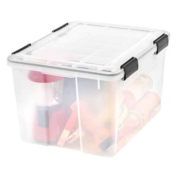 slide 4 of 5, IRIS Plastic Storage Bin, 46 qt