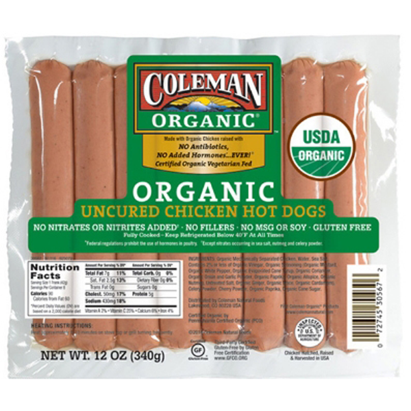 slide 1 of 1, Coleman Hot Dogs 12 oz, 12 oz