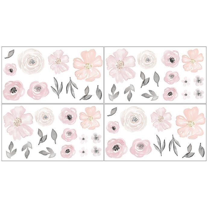 slide 1 of 1, Sweet Jojo Designs Watercolor Floral Wall Decals, 1 ct