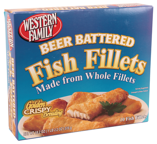 slide 1 of 1, Western Family Fish Fillets Beer Battered, 18.2 oz