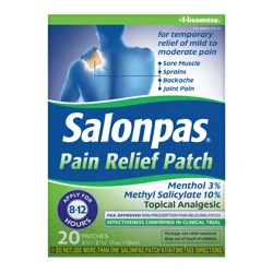 Salonpas Pain Relief Patch, 12-Hour Mild to Moderate Pain Relief, 20 ct