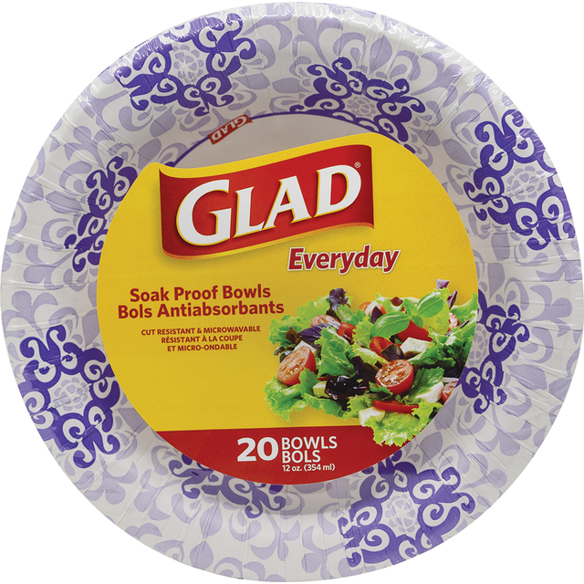 slide 1 of 1, Glad 12 Oz Paper Bowls, 20 ct