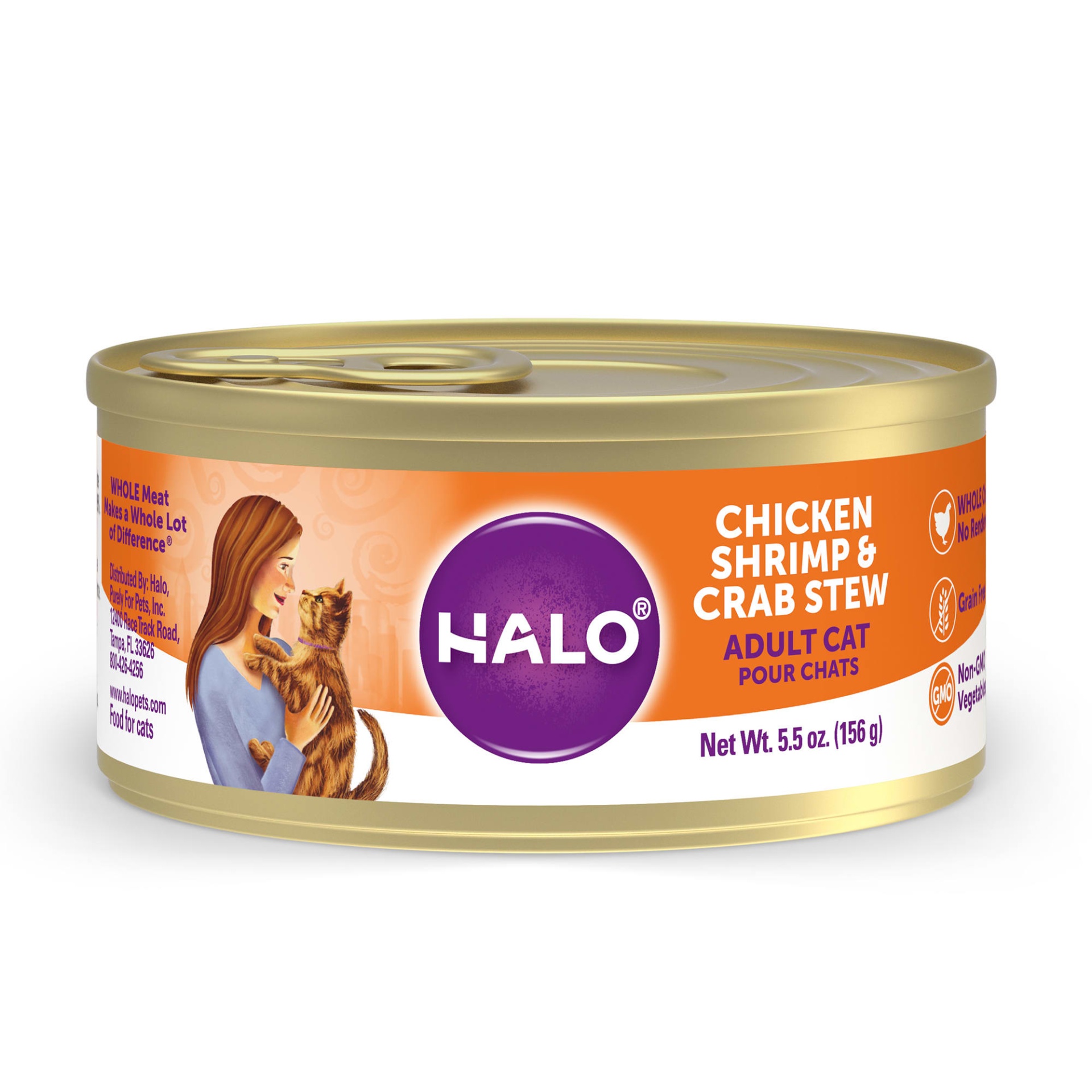 slide 1 of 1, Halo Chicken Shrimp & Crab Stew Recipe Adult Cat Food, 5.5 oz