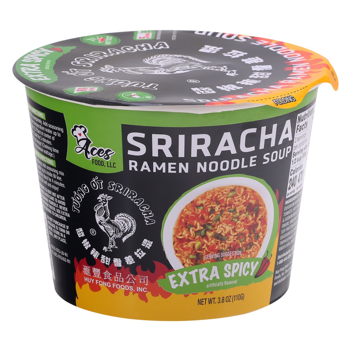 slide 5 of 11, Aces food Aces Sriracha Extra Spicy Ramn, 3.8 oz