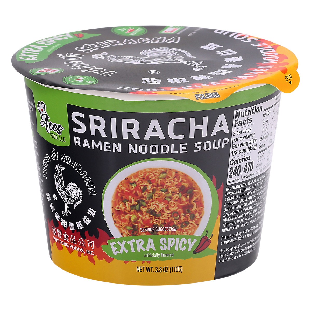 slide 1 of 11, Aces food Aces Sriracha Extra Spicy Ramn, 3.8 oz