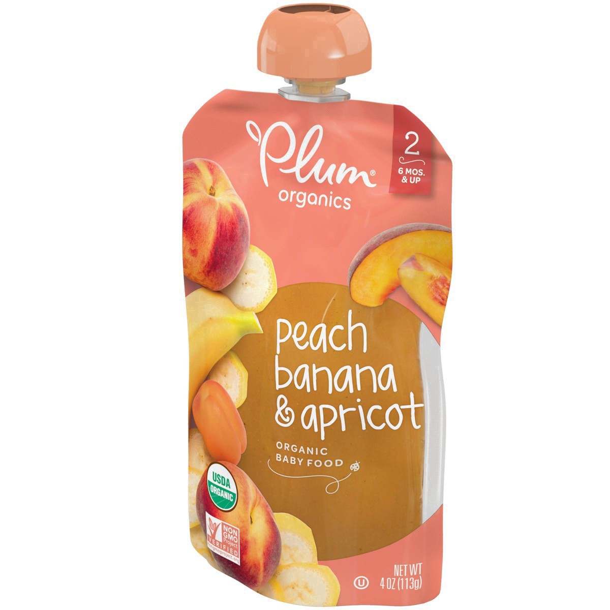 slide 37 of 77, Plum Organics Stage 2 Organic Baby Food Peach, Banana + Apricot 4oz Pouch, 4 oz