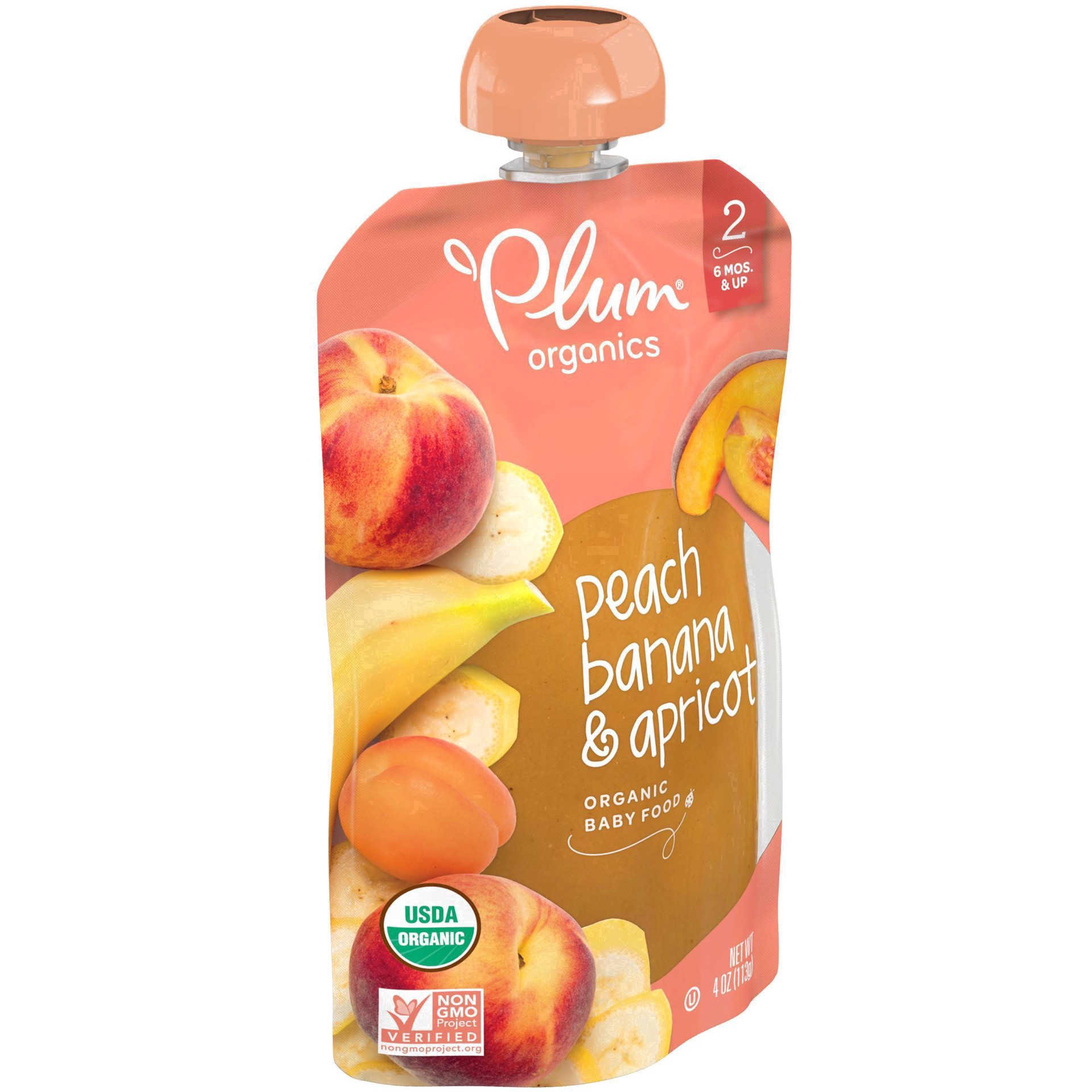 slide 72 of 77, Plum Organics Stage 2 Organic Baby Food Peach, Banana + Apricot 4oz Pouch, 4 oz