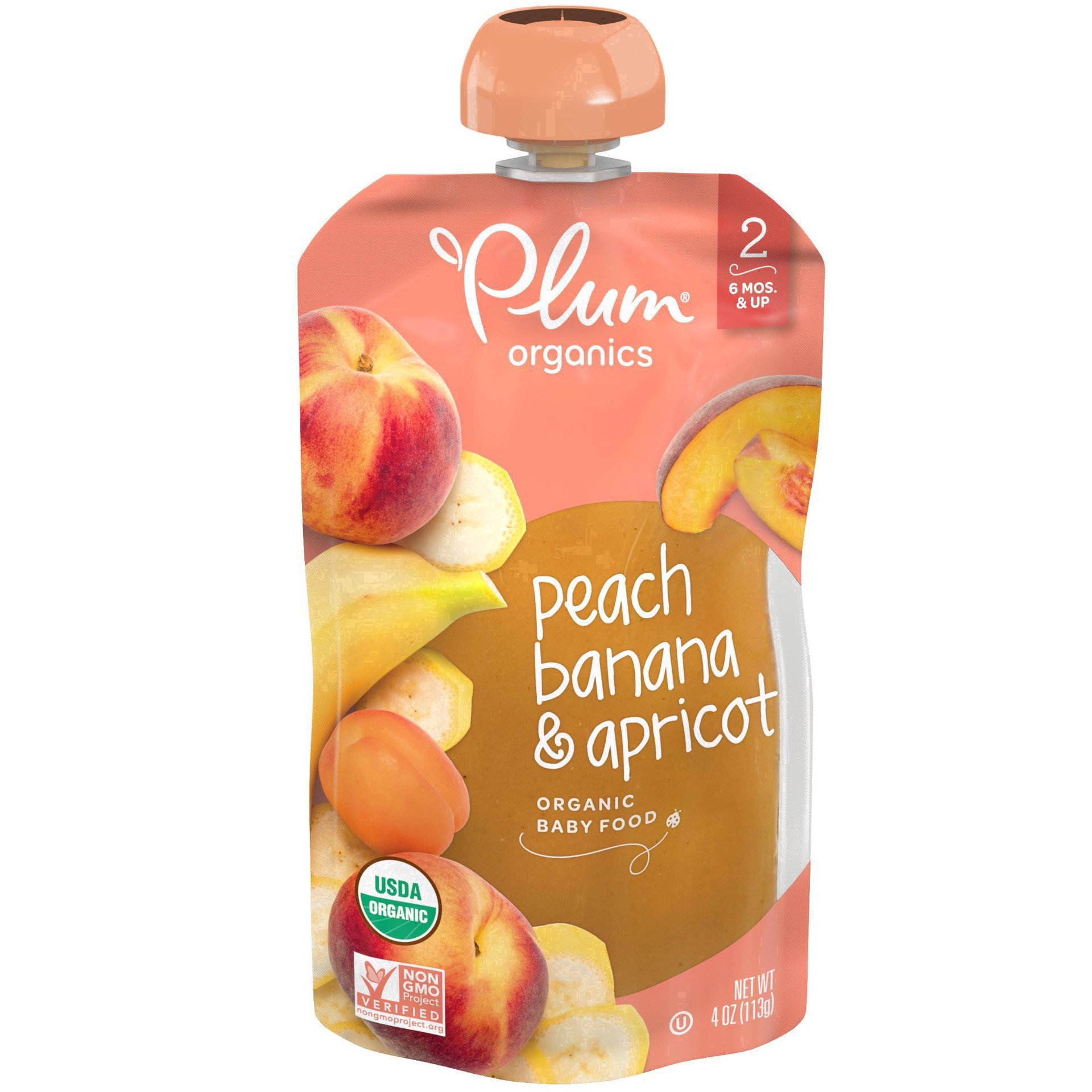 slide 76 of 77, Plum Organics Stage 2 Organic Baby Food Peach, Banana + Apricot 4oz Pouch, 4 oz