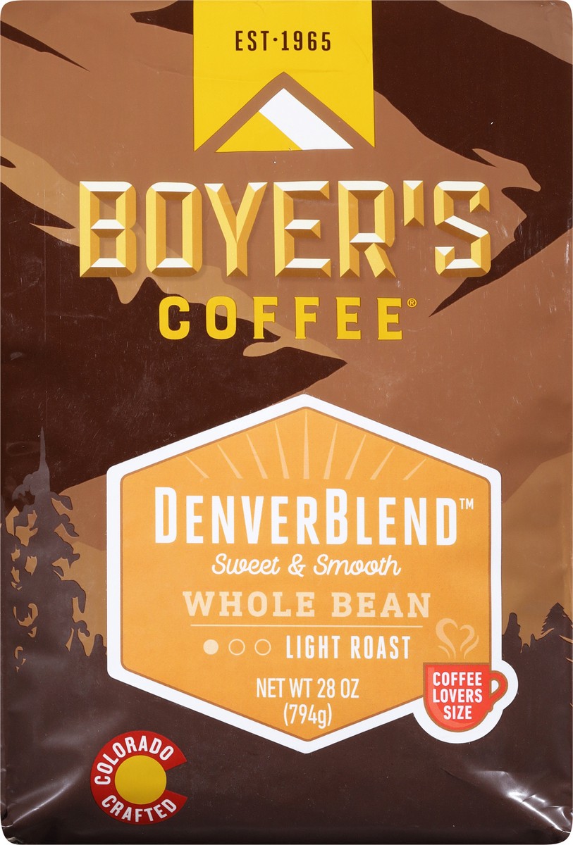 slide 8 of 9, Boyer's Light Roast Whole Bean Denver Blend Coffee - 28 oz, 28 oz