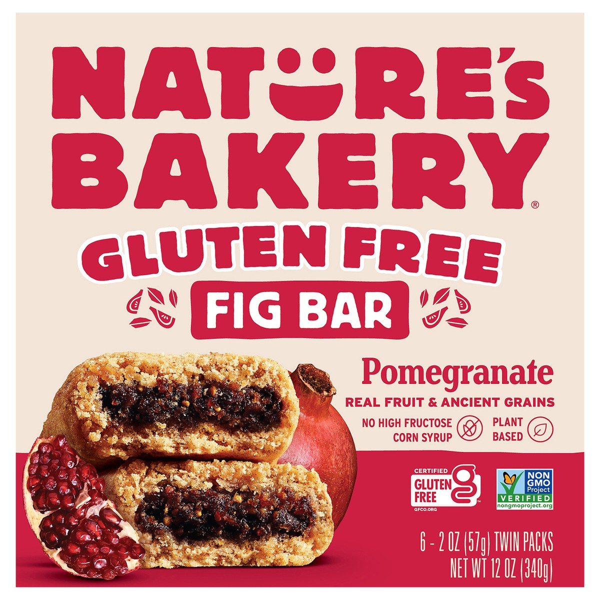 slide 1 of 9, Nature's Bakery Pomegranate Gluten Free Fig Bars, Snack Bars, 6 Ct, 6 ct; 2 oz