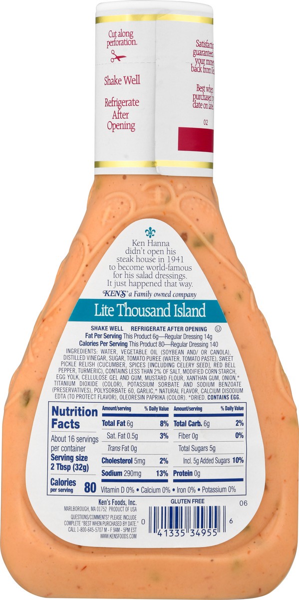 slide 6 of 9, Ken's Steak House Lite Thousand Island Dressing 16 fl oz, 16 fl oz