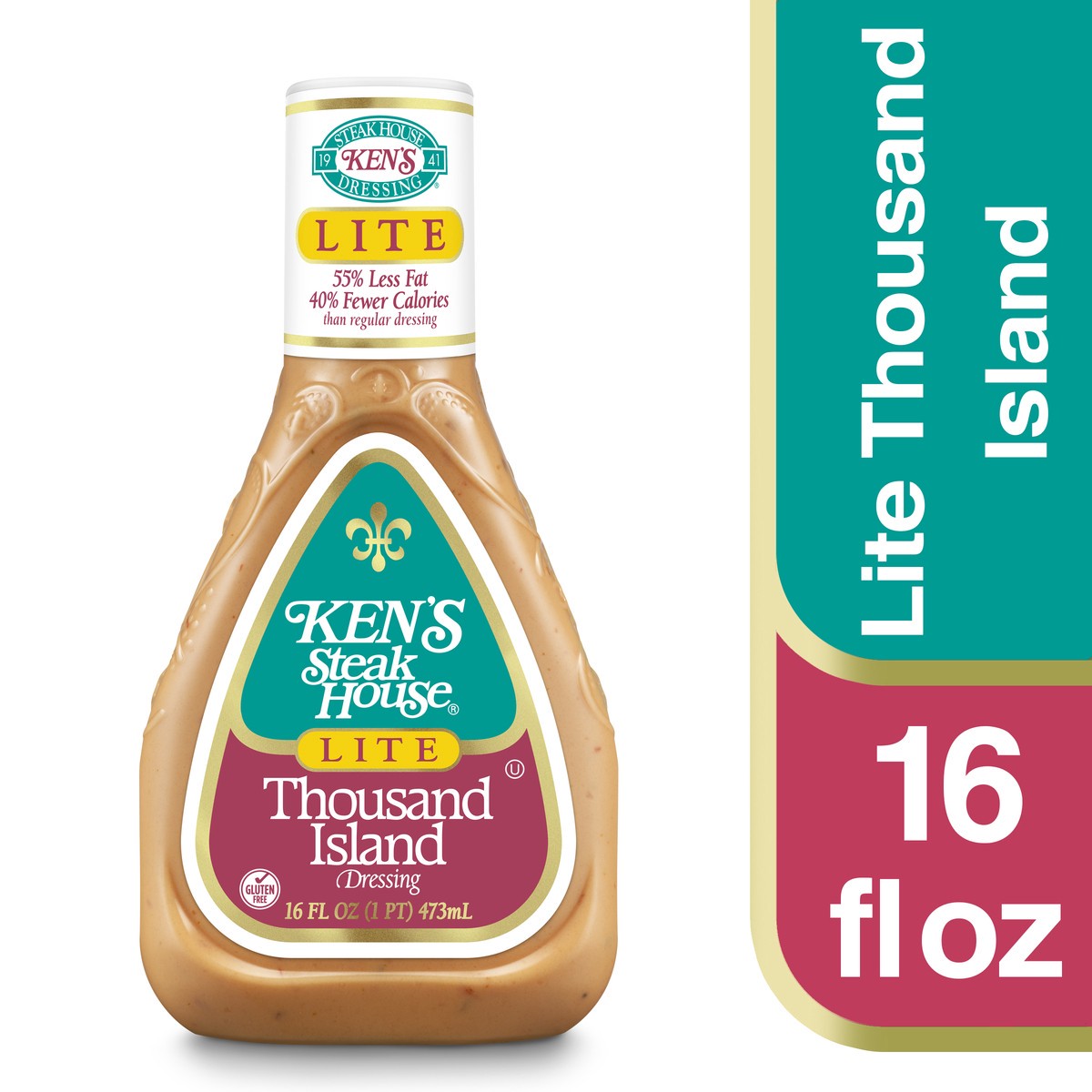 slide 1 of 9, Ken's Steak House Lite Thousand Island Salad Dressing 16 fl oz, 16 fl oz