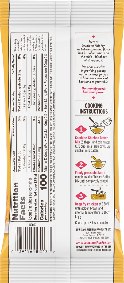 slide 5 of 9, Louisiana Fish Fry Products Original Recipe Seasoned Chicken Fry Chicken Batter Mix 9 oz, 9 oz