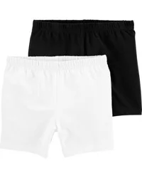 Carter's Kids 2-Pack Tumbling Shorts, White/Black, Size 14